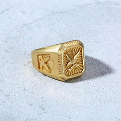 Mens Signet Gold Eagle Ring