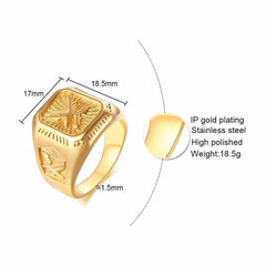 Mens Signet Gold Eagle Ring