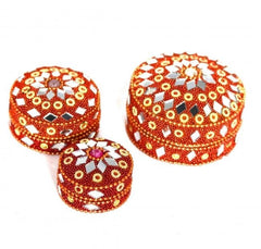 HANDMADE CUT GLASS MULTI-PURPOSE SET OF 3 BOXES