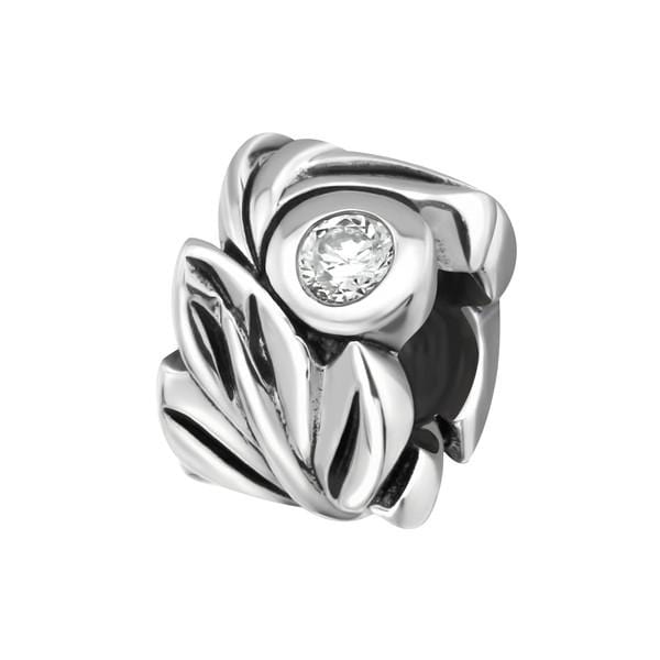 Silver Leaf Charm Bead