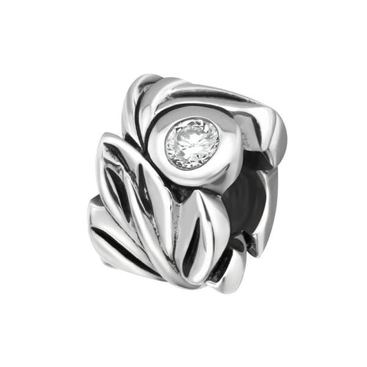 Silver Leaf Charm Bead