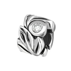Silver Leaf Charm Bead