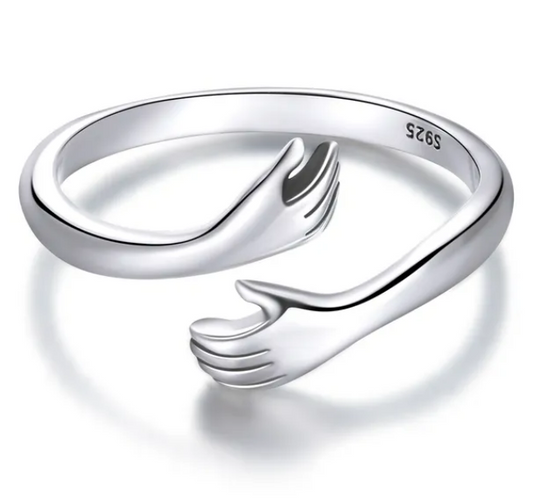 Silver Hug and Love Adjustable Ring