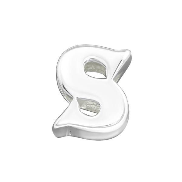 Silver "S" Charm Bead