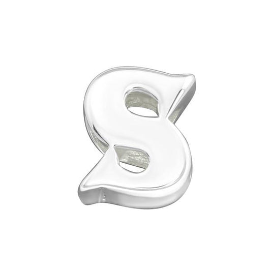 Silver "S" Charm Bead