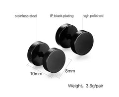 Stainless Steel Dumbbells  Earrings for Men