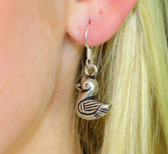 Solid Sterling silver swan earrings