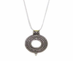 Solid Sterling Silver Tribal Circle Pendant Necklace