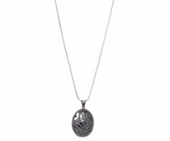 Solid Sterling Silver Tribal Detailed Pendant Necklace