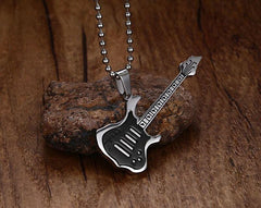 Stainless Steel Guitar Pendant Necklaces for Men