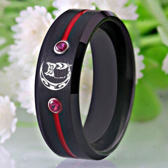 Tungsten Owl Moon Ring