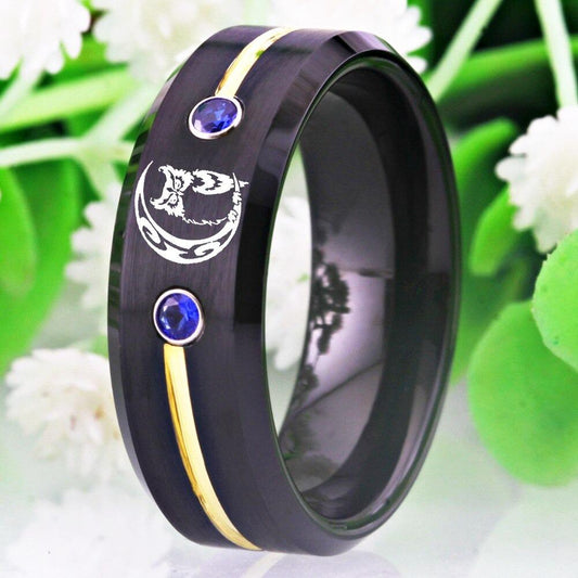 Tungsten Owl  Moon Ring