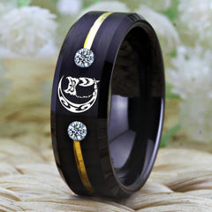 Tungsten Owl Moon Ring