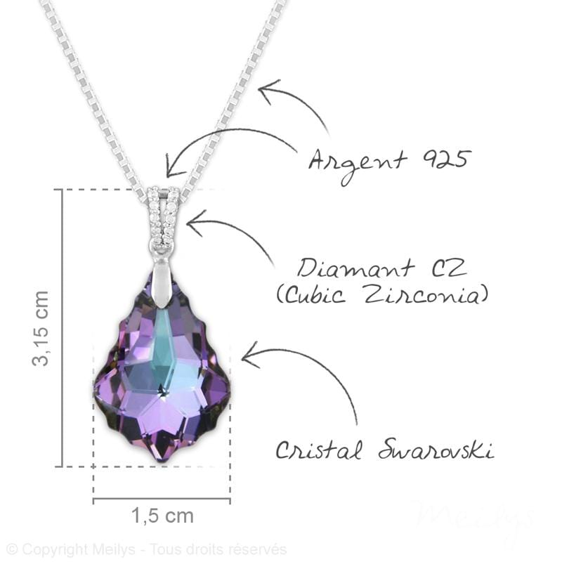 Silver  Vitrail Light Baroque Crystal Drop Necklace