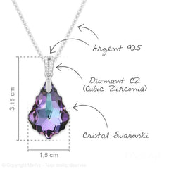 Silver  Vitrail Light Baroque Crystal Drop Necklace