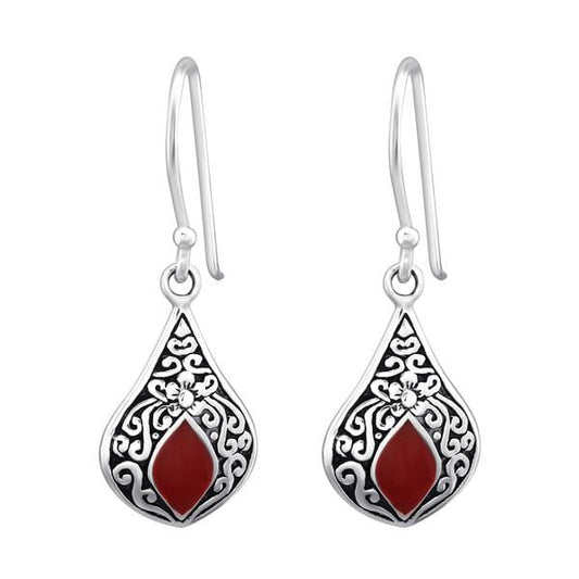 Silver Pear Bali Earrings
