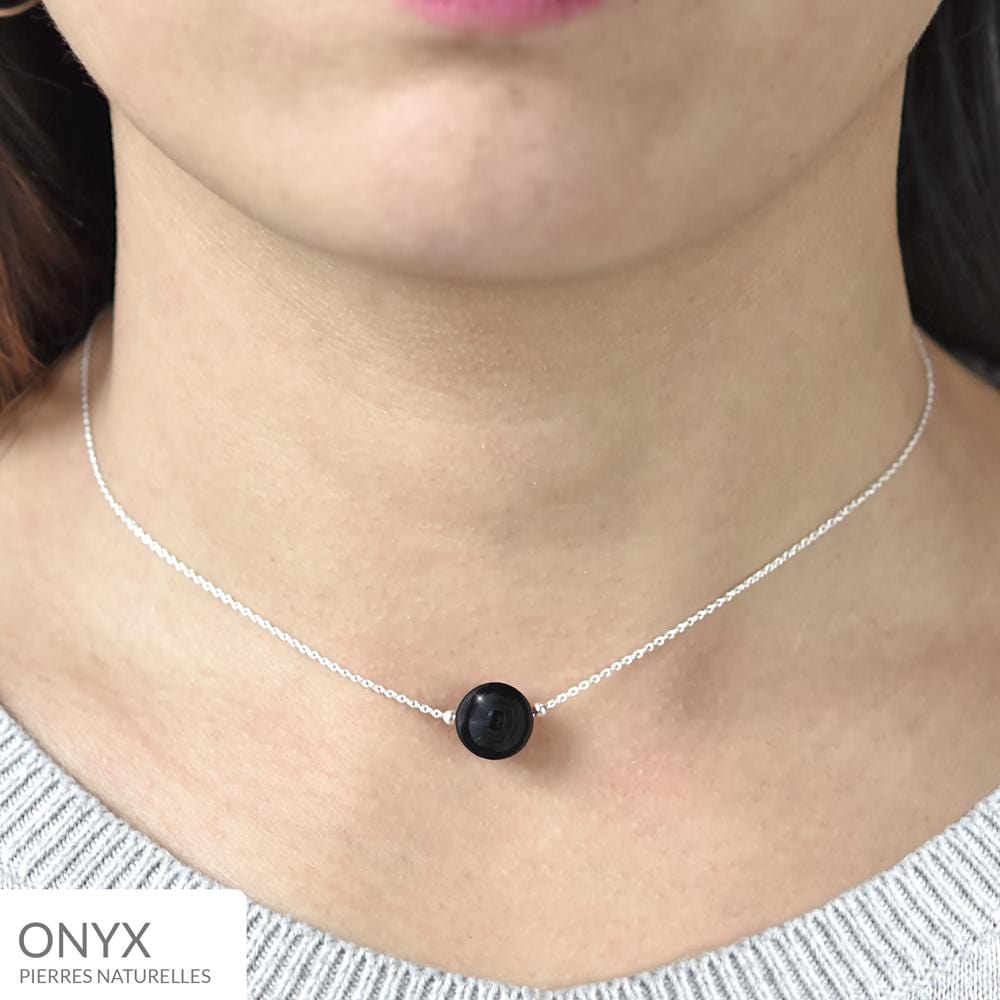Silver Choker With Onyx Gemstone