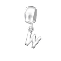 Silver Hanging "W" Charm Bead