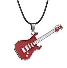 Stainless Steel Guitar Pendant Necklaces for Men