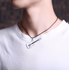 Stainless Steel Guitar Pendant Necklaces for Men