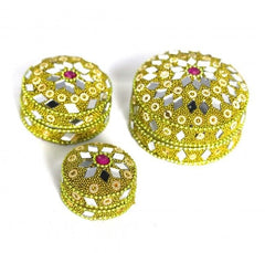 HANDMADE CUT GLASS MULTI-PURPOSE SET OF 3 BOXES