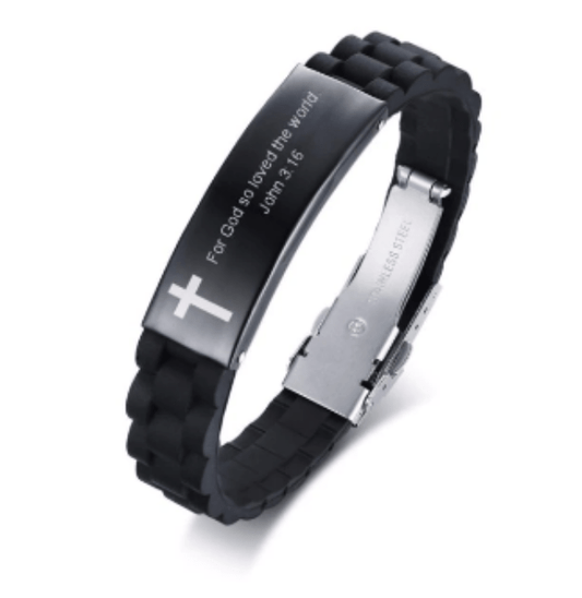 Christian Bible Verse Black Inspirational ID Bracelet