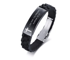 Christian Bible Verse Black Inspirational ID Bracelet