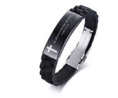 Christian Bible Verse Black Inspirational ID Bracelet