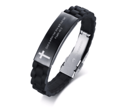 Christian Bible Verse Black Inspirational ID Bracelet