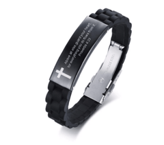 Christian Bible Verse Black Inspirational ID Bracelet