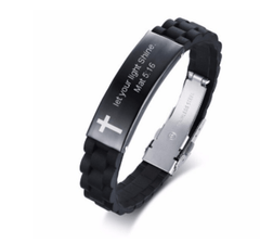 Christian Bible Verse Black Inspirational ID Bracelet
