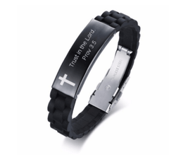Christian Bible Verse Black Inspirational ID Bracelet