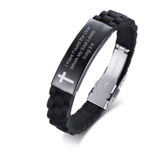 Christian Bible Verse Black Inspirational ID Bracelet
