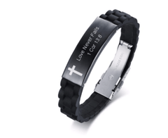 Christian Bible Verse Black Inspirational ID Bracelet