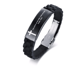 Christian Bible Verse Black Inspirational ID Bracelet