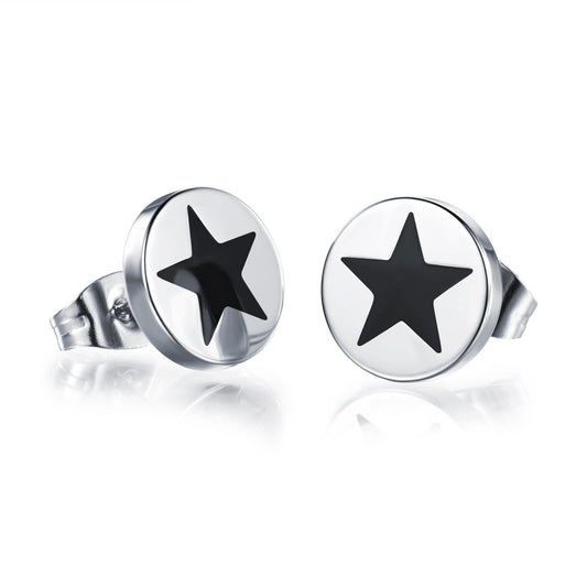 Stainless Steel Star Earrings For Men