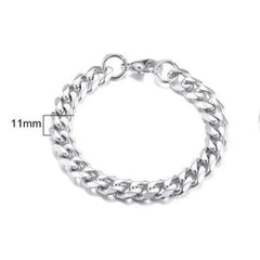 Cuban Link Silver Chain Heavy Bracelet - 11mm
