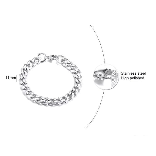 Cuban Link Silver Chain Heavy  Bracelet - 11mm