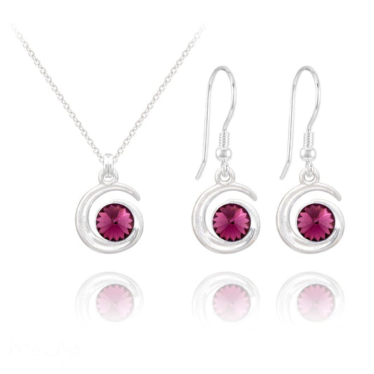 Amethyst Spiral Fine Silver Jewellery Set