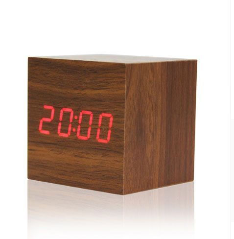 LED Digital Wooden Alarm Clock - Brown
