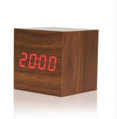 LED Digital Wooden Alarm Clock - Brown