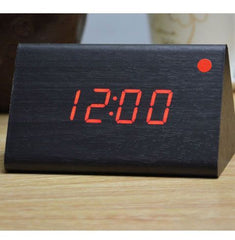 Electronic Digital Display Wooden Clock Black