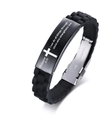 Christian Bible Verse Black Inspirational ID Bracelet