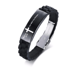 Christian Bible Verse Black Inspirational ID Bracelet