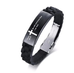 Christian Bible Verse Black Inspirational ID Bracelet