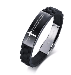 Christian Bible Verse Black Inspirational ID Bracelet