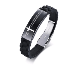 Christian Bible Verse Black Inspirational ID Bracelet