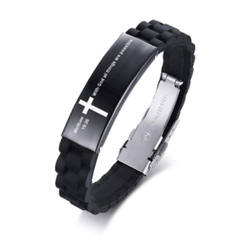 Christian Bible Verse Black Inspirational ID Bracelet
