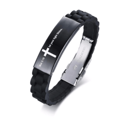 Christian Bible Verse Black Inspirational ID Bracelet