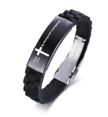 Christian Bible Verse Black Inspirational ID Bracelet